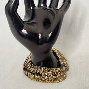 Brutalist Bracelet Bronze Geometric Entwined Wire Circles Fold Over Clasp